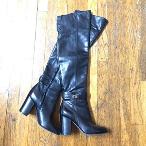 Sam Edelman FAE Black Leather Knee High Boots